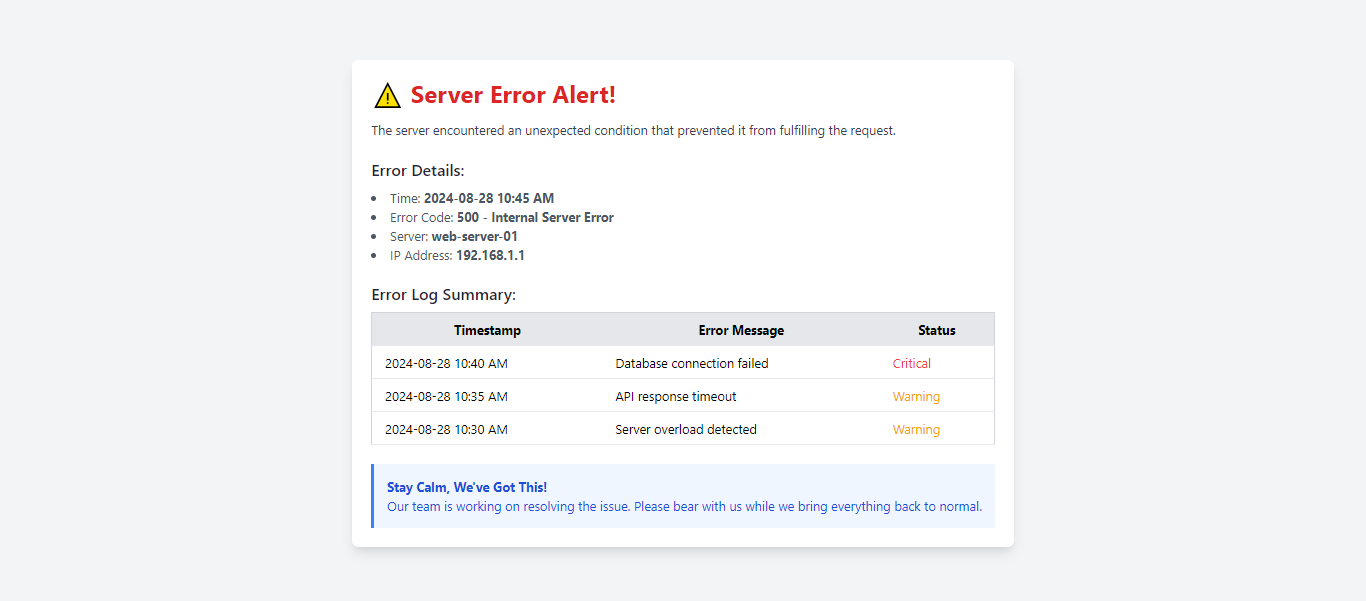 Tailwind Error Alert Page